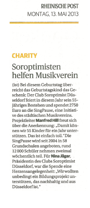 Artikel in der Rheinischen Post vom 13. Mai 2013